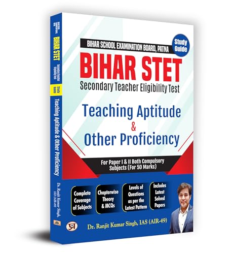 Bihar School Examination Board, Patna Bihar STET Secondary Teacher Eligibility Test Study Guide Teaching Aptitude & Other Proficiency